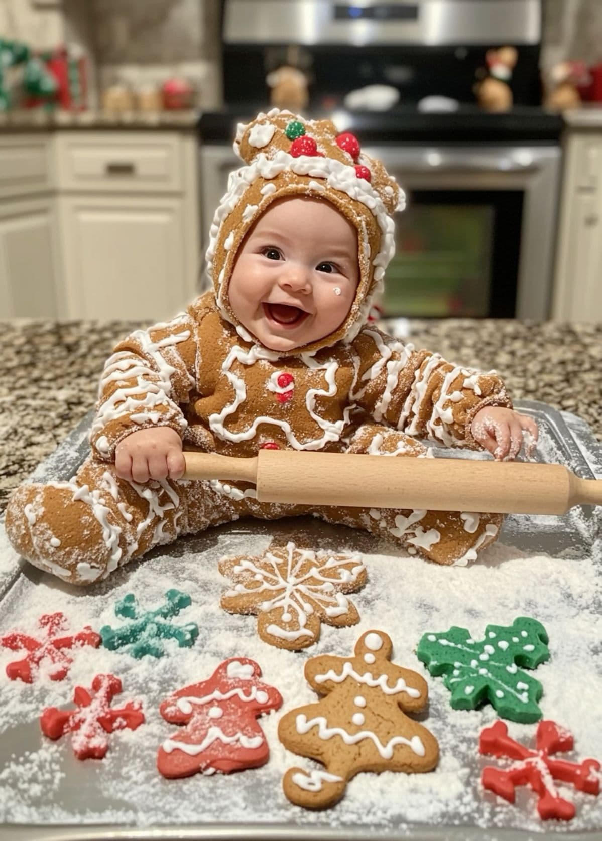 Baby with New Year decorations